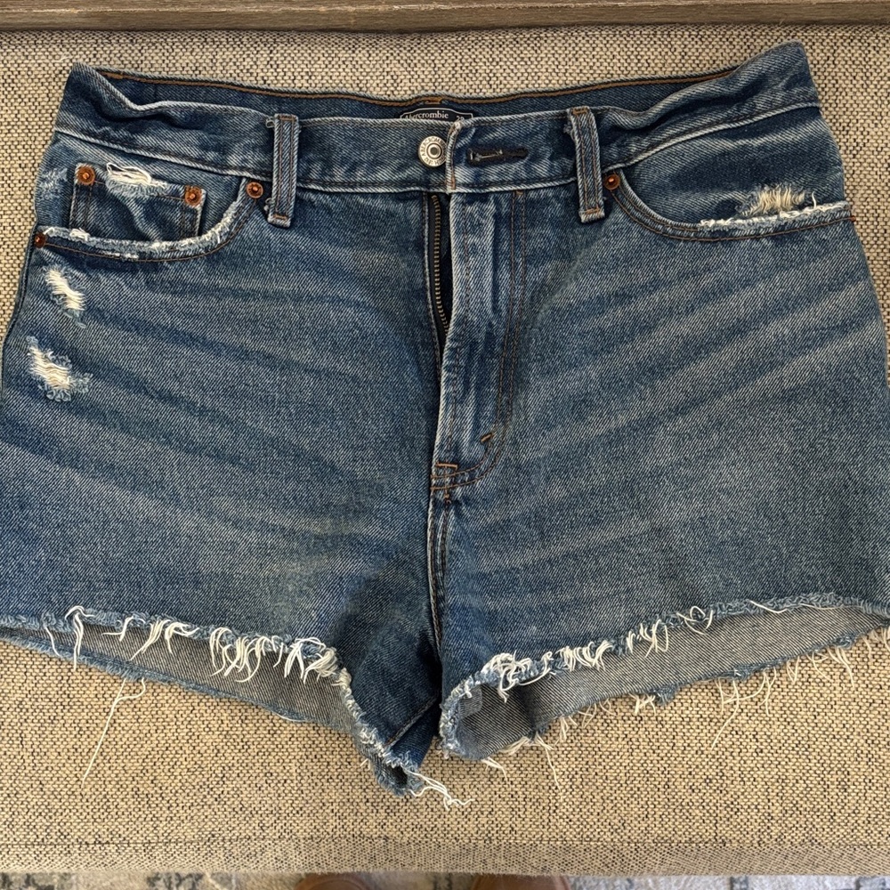 Abercrombie High-Rise Distressed Denim Shorts